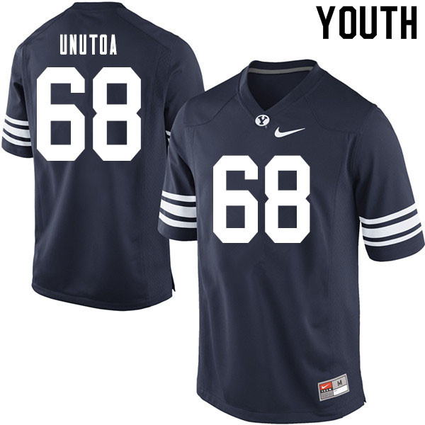 Youth #68 Mo Unutoa BYU Cougars College Football Jerseys Sale-Navy